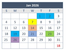 District School Academic Calendar for Woodridge Elementary for January 2026