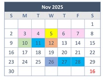 District School Academic Calendar for Woodridge Elementary for November 2025