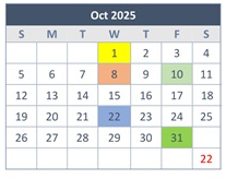 District School Academic Calendar for Woodridge Elementary for October 2025