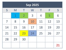 District School Academic Calendar for Woodridge Elementary for September 2025