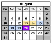 District School Academic Calendar for Pleasant Hill Elementary School for August 2025