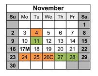 District School Academic Calendar for Pleasant Hill Elementary School for November 2025