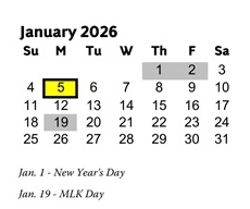 District School Academic Calendar for Acworth Elementary School for January 2026