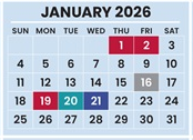 District School Academic Calendar for Africentric Elementary School for January 2026