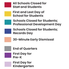 District School Academic Calendar Legend for Africentric Elementary School