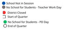 District School Academic Calendar Legend for Horace Mann Montessori Elementary School