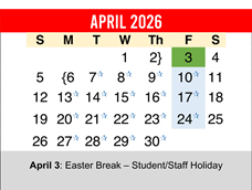 District School Academic Calendar for Hornsby Dunlap Elementary School for April 2026