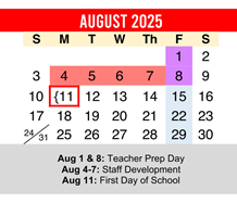 District School Academic Calendar for Hornsby Dunlap Elementary School for August 2025