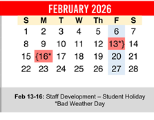 District School Academic Calendar for Hornsby Dunlap Elementary School for February 2026