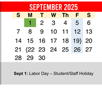 District School Academic Calendar for Hornsby Dunlap Elementary School for September 2025