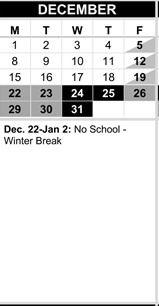 District School Academic Calendar for Beverly Elementary for December 2025