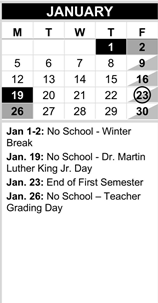 District School Academic Calendar for Beverly Elementary for January 2026