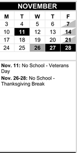 District School Academic Calendar for Beverly Elementary for November 2025