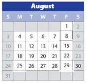 District School Academic Calendar for Childhaven for August 2025