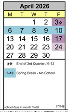 District School Academic Calendar for Ancillary for April 2026