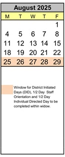 District School Academic Calendar for Ancillary for August 2025