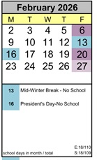 District School Academic Calendar for Ancillary for February 2026