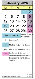 District School Academic Calendar for Ancillary for January 2026