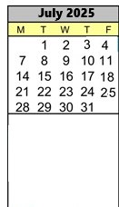District School Academic Calendar for Ancillary for July 2025