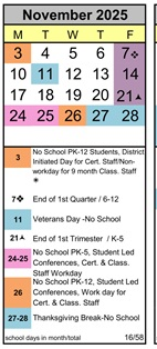 District School Academic Calendar for Ancillary for November 2025