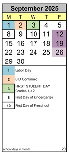 District School Academic Calendar for Ancillary for September 2025