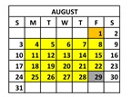 District School Academic Calendar for Edward White Middle School for August 2025
