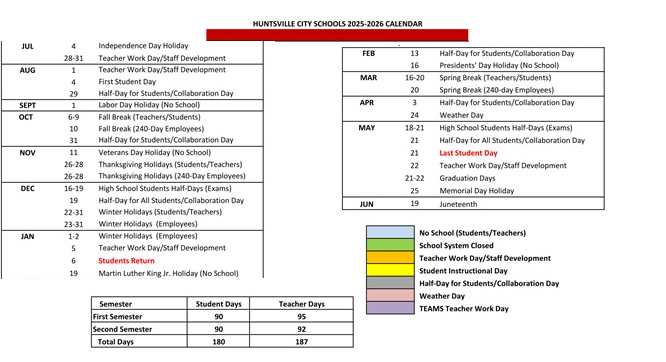 District School Academic Calendar Key for Community Intensive Treatment Youth