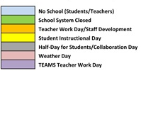 District School Academic Calendar Legend for Edward White Middle School