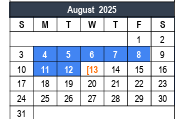 District School Academic Calendar for Bell Manor Elementary for August 2025