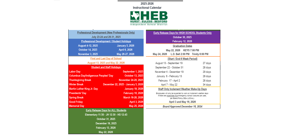 District School Academic Calendar Key for Bell Manor Elementary