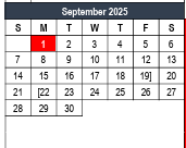 District School Academic Calendar for Bell Manor Elementary for September 2025