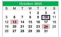 District School Academic Calendar for Jefferson County High School for October 2025