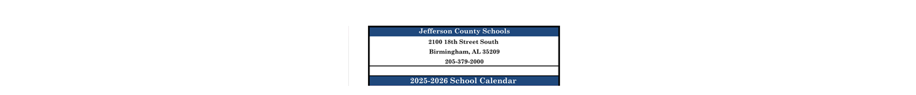 District School Academic Calendar for Jefferson County High School