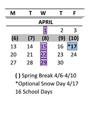 District School Academic Calendar for Carriage Crest Elementary School for April 2026