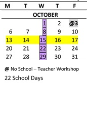 District School Academic Calendar for Carriage Crest Elementary School for October 2025