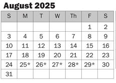 District School Academic Calendar for Emily Dickinson Elementary for August 2025