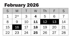 District School Academic Calendar for Emily Dickinson Elementary for February 2026