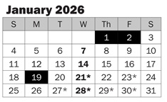 District School Academic Calendar for Emily Dickinson Elementary for January 2026