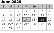 District School Academic Calendar for Emily Dickinson Elementary for June 2026