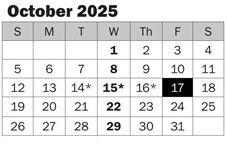 District School Academic Calendar for Emily Dickinson Elementary for October 2025