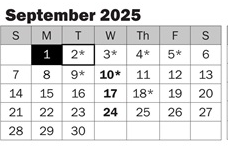 District School Academic Calendar for Emily Dickinson Elementary for September 2025