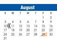 District School Academic Calendar for Bowie Elementary for August 2025