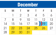 District School Academic Calendar for Bowie Elementary for December 2025