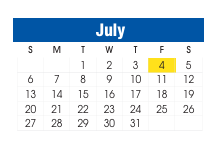 District School Academic Calendar for Bowie Elementary for July 2025