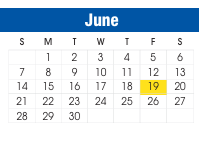 District School Academic Calendar for Bowie Elementary for June 2026