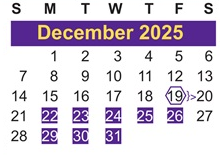 District School Academic Calendar for Coston Elementary School for December 2025