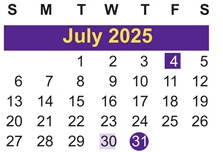 District School Academic Calendar for Coston Elementary School for July 2025
