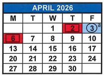 District School Academic Calendar for M. A. Milam K-8 Center for April 2026