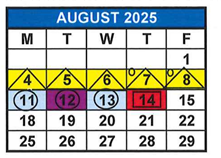 District School Academic Calendar for M. A. Milam K-8 Center for August 2025