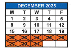District School Academic Calendar for M. A. Milam K-8 Center for December 2025